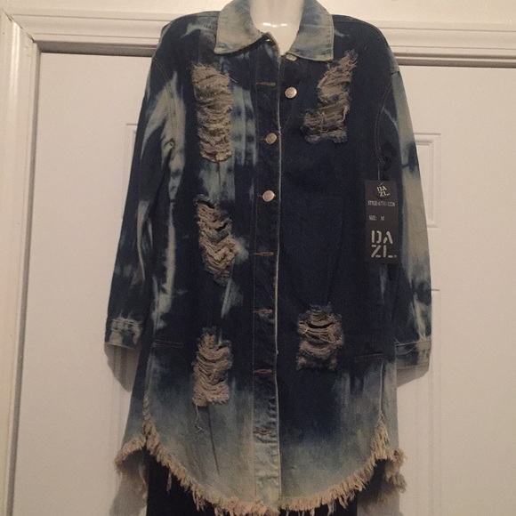 NWT Distressed Denim Jacket - Picture 1 of 4